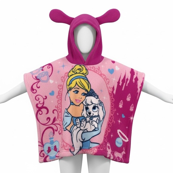 Disney Princess Other - Disney Princess Cinderella Fleece Hooded Poncho Kids Girl Pink Bunny Ears Easter